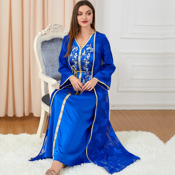 Muslim Women's Robes V-neck Suit Dress