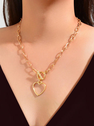 Buy gold Retro Hip Hop OT Buckle Love Necklace