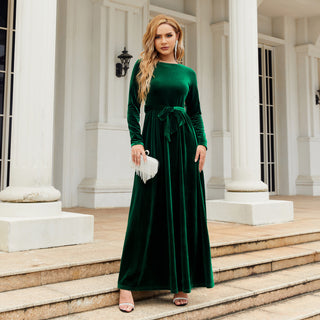 Buy green Women's Long Sleeve Elegant Dress