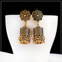 Retro Ethnic Style Cylindrical Earrings Indian Bell Tassel Pendant