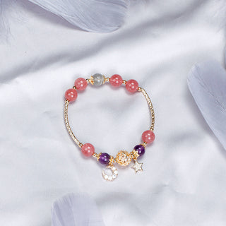 Buy ball-strawberry-quartz Bardo Crystal Bracelet Strawberry Quartz White Moonlight