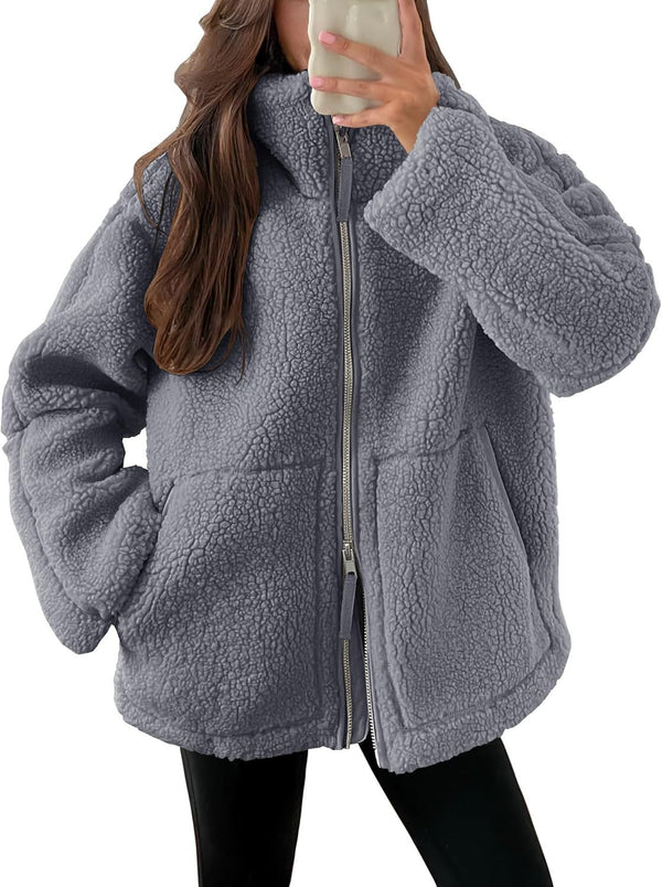 Women's Winter Lapel Zip-up Coat With Pockets