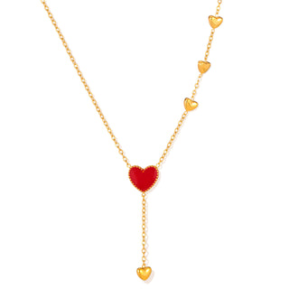 Buy gx2559-steel-necklace-gold Necklace Female Niche Design Red Dripping Heart