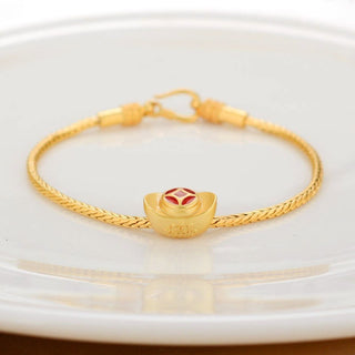 Buy amass-fortunes Alluvial Gold Ancient Gold Color Pure Copper Blessing Card Lucky Beads Bracelet