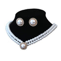 Retro Court Rhinestone Pearl Necklace Ear Stud Women's Simple