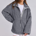 Women's Winter Lapel Zip-up Coat With Pockets