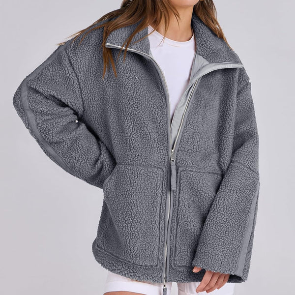 Women's Winter Lapel Zip-up Coat With Pockets