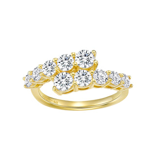 Buy gold New 925 Silver Double-layer Round Diamond Simulation Diamond Open Row Ring