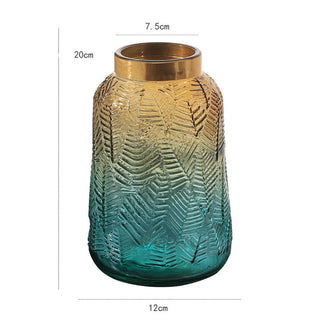 Buy yellow-blue Gradient glass vase