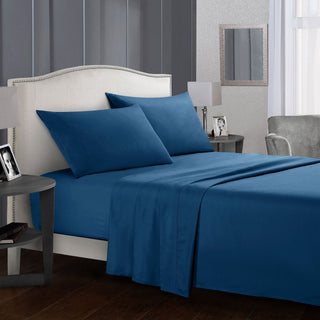 Buy navy-blue Four-piece bed sheet set