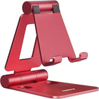 Nulaxy Dual Folding Cell Phone Stand, Fully Adjustable Foldable Desktop Phone Holder Cradle Dock Compatible with iPhone 17 16 15 14 13 12 11 Pro Max Xs Xr X 8, Nintendo Switch, All Phones