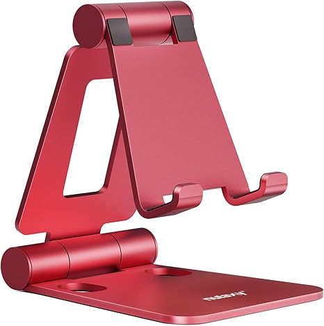 Nulaxy Dual Folding Cell Phone Stand, Fully Adjustable Foldable Desktop Phone Holder Cradle Dock Compatible with iPhone 17 16 15 14 13 12 11 Pro Max Xs Xr X 8, Nintendo Switch, All Phones