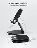 Lamicall Cell Phone Stand for Desk - [Height Adjustable] Foldable Mobile Phone Holder, Portable Stand for iPhone 17 16 15 14 13 12 11 Pro Max Plus Air, Galaxy S25, Telephone, Office Gift Accessories