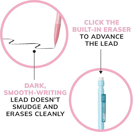 BIC Xtra Smooth Mechanical Pencil with Erasers, 0.7 mm Point, Refillable, 40-Count Pack