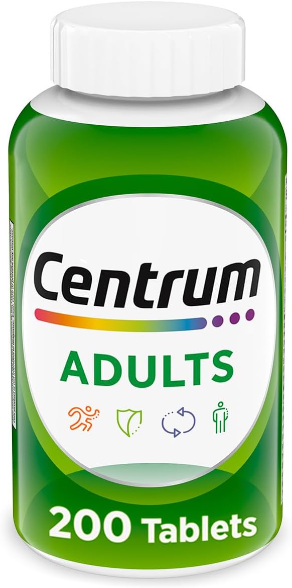 Centrum Adult Multivitamin/Multimineral Supplement with Antioxidants, Zinc, Vitamin D3 and B Vitamins, Gluten Free, Non-GMO Ingredients - 200 Count Main image