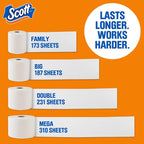 Scott ComfortPlus Toilet Paper, 12 Double Rolls, 231 Sheets per Roll, 1-Ply Toilet Tissue