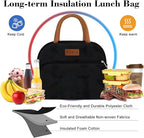 Coobiiya Lunch Box Lunch Bag for Women Men,Reusable Cute Lunch Pail bag,Leakproof,Insulated LunchBox Tote Compact 10L, Cooler Lunch Container for Work Travel Office (Black)