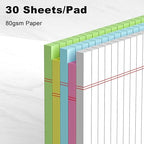 5 Pack Small Notepads 5x8 – College Ruled Perforated Writing Pads (30 Sheets Each)