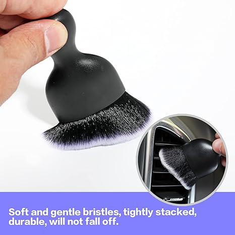 Car Interior Detailing Brush – Soft Bristle Cleaning & Dusting Tool, Auto Dash & Interior Cleaner (Black)