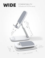 Lamicall Cell Phone Stand for Desk - [Height Adjustable] Foldable Mobile Phone Holder, Portable Stand for iPhone 17 16 15 14 13 12 11 Pro Max Plus Air, Galaxy S25, Telephone, Office Gift Accessories