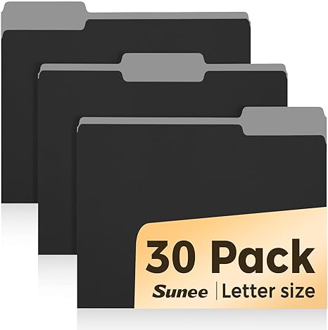 SUNEE 30-Pack Colored File Folders – 8.5 x 11 Inch, 10 Different Colors Variety Pack for Home, Office & School Main image