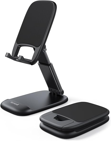 Lamicall Cell Phone Stand for Desk - [Height Adjustable] Foldable Mobile Phone Holder, Portable Stand for iPhone 17 16 15 14 13 12 11 Pro Max Plus Air, Galaxy S25, Telephone, Office Gift Accessories Main image