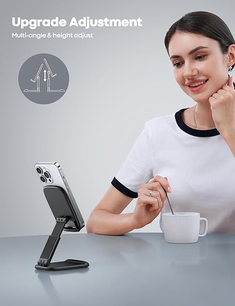 Lamicall Cell Phone Stand for Desk - [Height Adjustable] Foldable Mobile Phone Holder, Portable Stand for iPhone 17 16 15 14 13 12 11 Pro Max Plus Air, Galaxy S25, Telephone, Office Gift Accessories Secondary image
