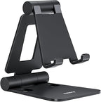 Nulaxy Dual Folding Cell Phone Stand, Fully Adjustable Foldable Desktop Phone Holder Cradle Dock Compatible with iPhone 17 16 15 14 13 12 11 Pro Max Xs Xr X 8, Nintendo Switch, All Phones