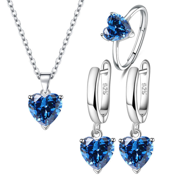 Female Personality Creative Zircon Heart-shaped Pendant Chain Three-piece Suit