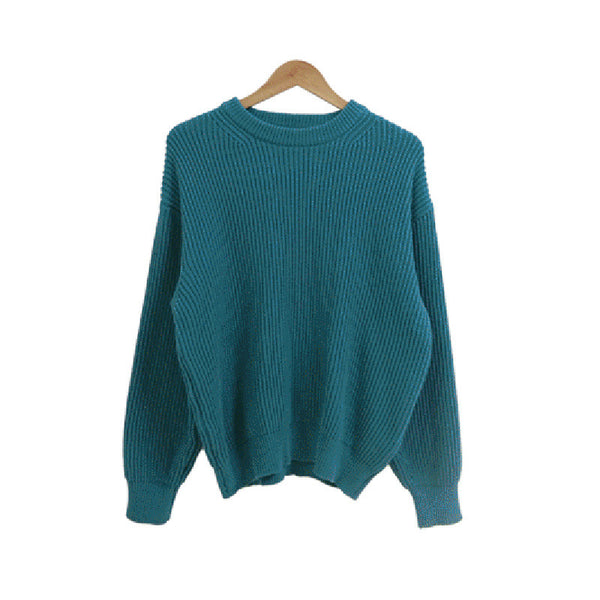 Solid Color Lazy And Loose Thick Needle Pullover