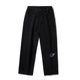 Buy black-and-grey Men Loose Small Foot Tapered Pants