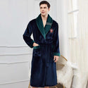 Winter Flannel Lovers Robe Gown Elegant Solid Casual Sleepwe