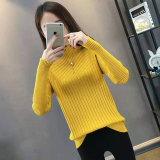 Buy yellow Half Turtleneck Slim Slimming Knitted Sweater