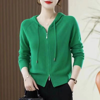 Buy green Knitted Hooded Casual Simple Fashion Style Women&#39;s Clothing