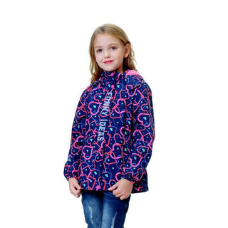 Buy deep-blue-love Waterproof Middle-aged Boy&#39;s Jacket, Mid-length Girl&#39;s Hooded Fashion Jacket