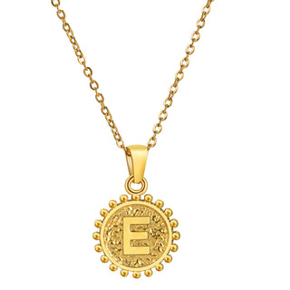 Buy e Cross-border European And American Stainless Steel Electroplated 18K Gold Double-sided Love English Letter Pendant Necklace Round Titanium Steel Design