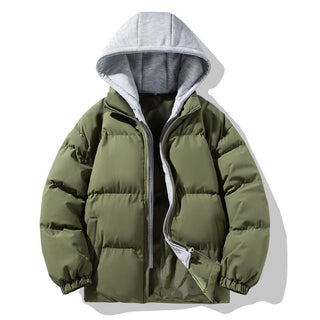 Buy army-green Men&#39;s High-grade Coat Fake Two-piece Thickened Warm