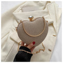 Heart Shape Metal Clutches Bag Fashion Chain Shoulder Crossbody Bag Luxury Lady Purse
