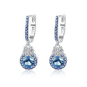 Sky Blue Earrings S925 Silver Ear Clip Colored Gems Women