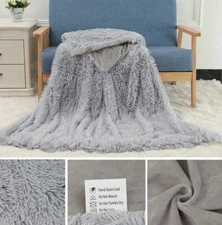 Buy grey-pillowcase Plush Blanket Double-layer Blanket Multifunctional