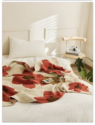 Buy candy-red Class A Knitted Velvet Blanket Single Leisure SUNFLOWER Nap Blanket