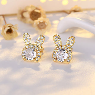 Buy golden S925 Sterling Silver Rhinestone Earrings Sweet Girl Style