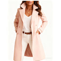 Women's Single-breasted Mid-length Coat With Pockets