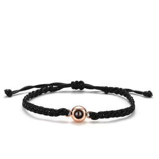 Buy black-rope-rose-gold Hand-woven Round Titanium Steel Projection Bracelet