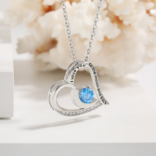 Buy blue Love Necklace With Rhinestones And Letters Fashion Personality Heart-shaped Necklace Valentine&#39;s Day Gift