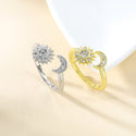 Opening Adjustable Star Moon Ring With Rhinestones Fashion Personality Couple Rings For Valentine's Day Jewelry