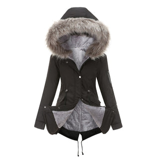 Women Parka Cotton-padded Mid-length Hooded Jacket: