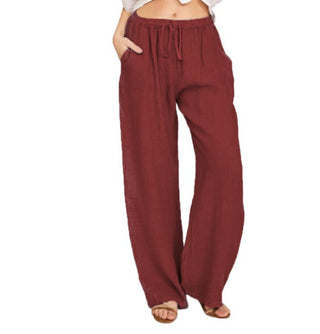 Buy wine-red Women&#39;s Casual Cotton And Linen Loose Yoga Pants