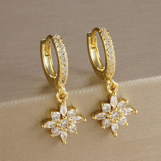 Buy y26172-gold-white-2pcs Diamond SUNFLOWER Earrings Fashion Exquisite Women