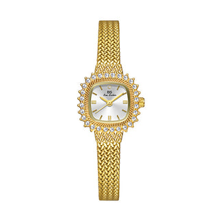 Buy gold-white Retro Lucky Small Square Wheat Mini Watch